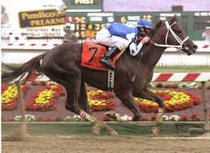 WHAT HORSE HOLDS THE CURRENT RECORD FOR WINNING THE PREAKNESS STAKES (GI) BY THE LARGEST MARGIN?